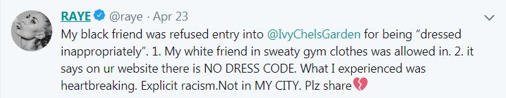 Ivy Chelsea Garden in racism row with singer Raye